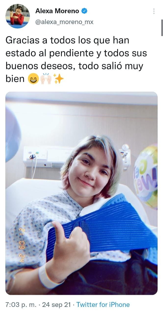 Publicación de Twitter de Alexa Moreno