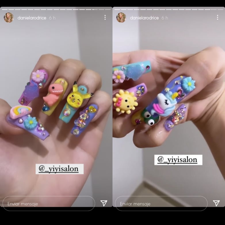 Daniela Rodrice se hace excéntrico diseño de uñas.