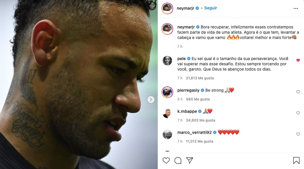 Neymar rompió el silencio tras la lesión