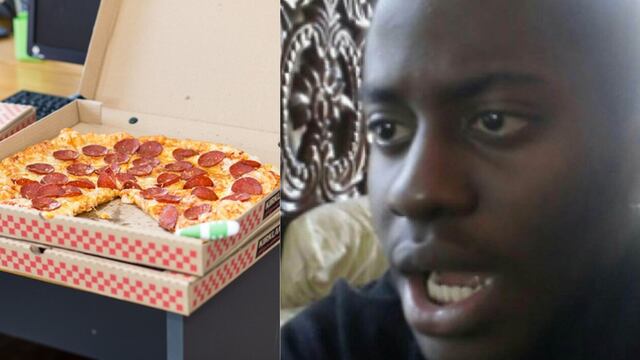 Empleado recibe una pizza como aguinaldo