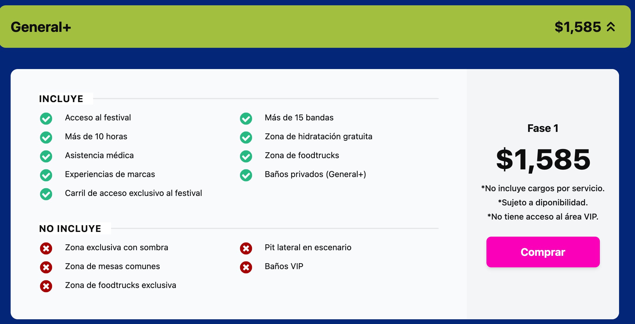 Precios de los boletos del Tecate Península 2024