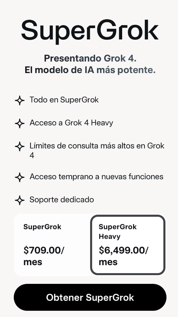 Precio por mensualidad de SuperGrok
