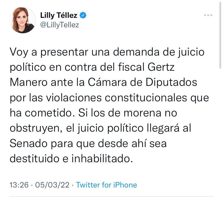 Lilly Téllez en Twitter