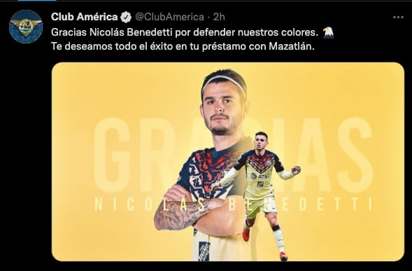 Nicolás Benedetti salió del Club América