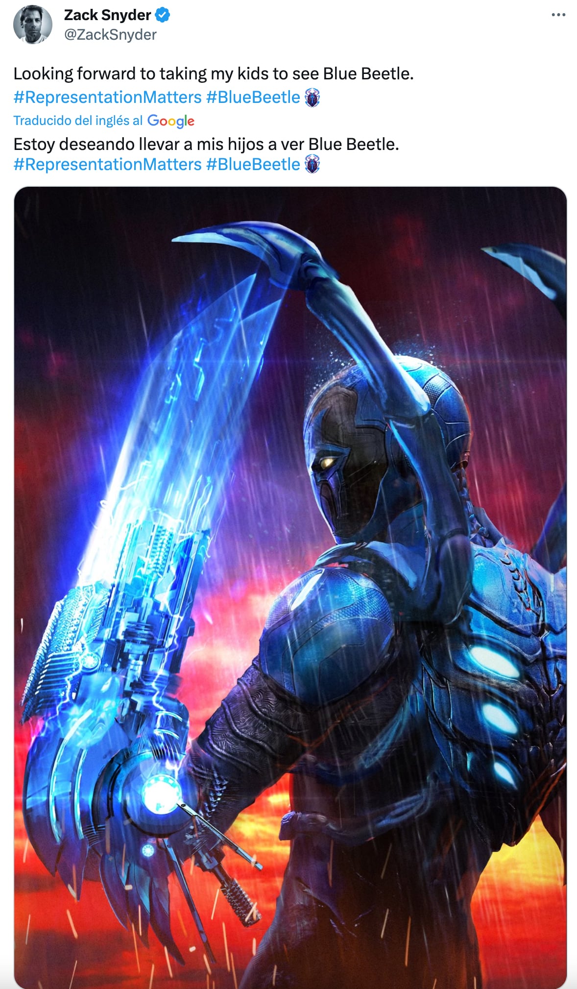 Zack Snyder promociona Blue Beetle