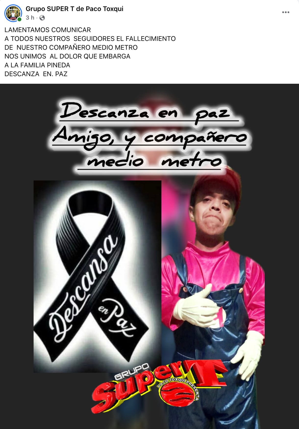 Confirman muerte de Medio Metro de Puebla.