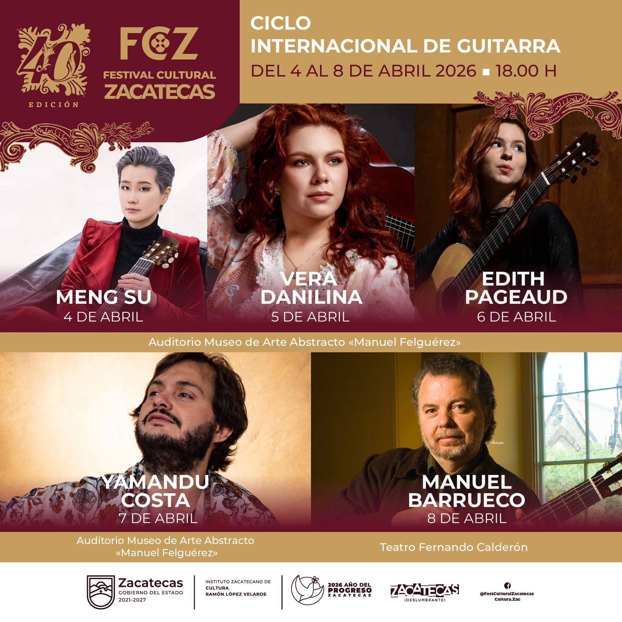 Cartelera del Festival Cultural Zacatecas 2026: artistas, fechas y boletos