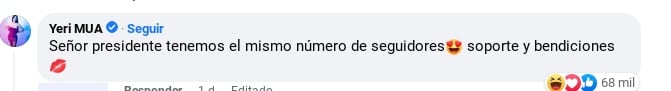 Yeri Mua le presume a AMLO que tienen el mismo número de seguidores