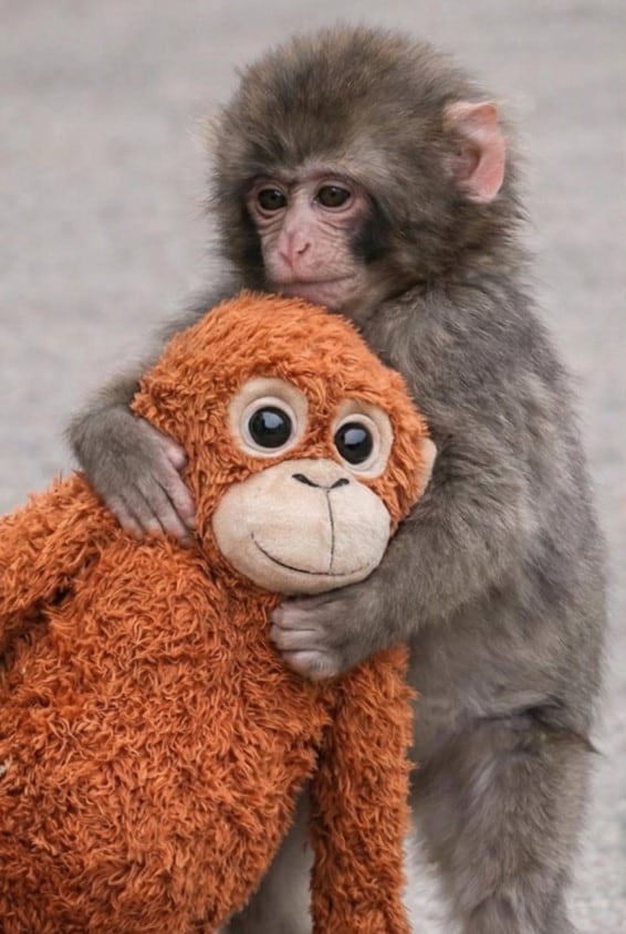 Punch, mono japonés que adoptó un peluche