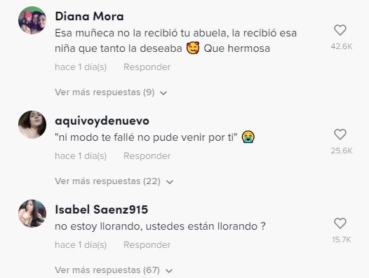 Comentarios al video de la nieta que le regala su primera muñeca a su abuelita