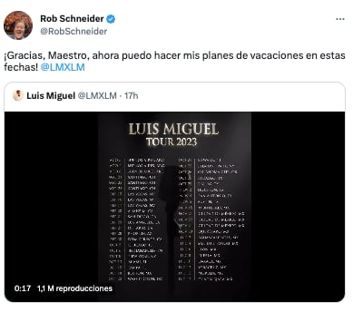 Rob Schneider asistirá a conciertos de Luis Miguel