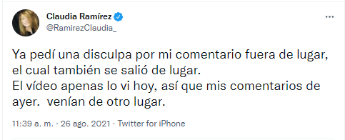 Claudia Ramírez sobre video compañere.