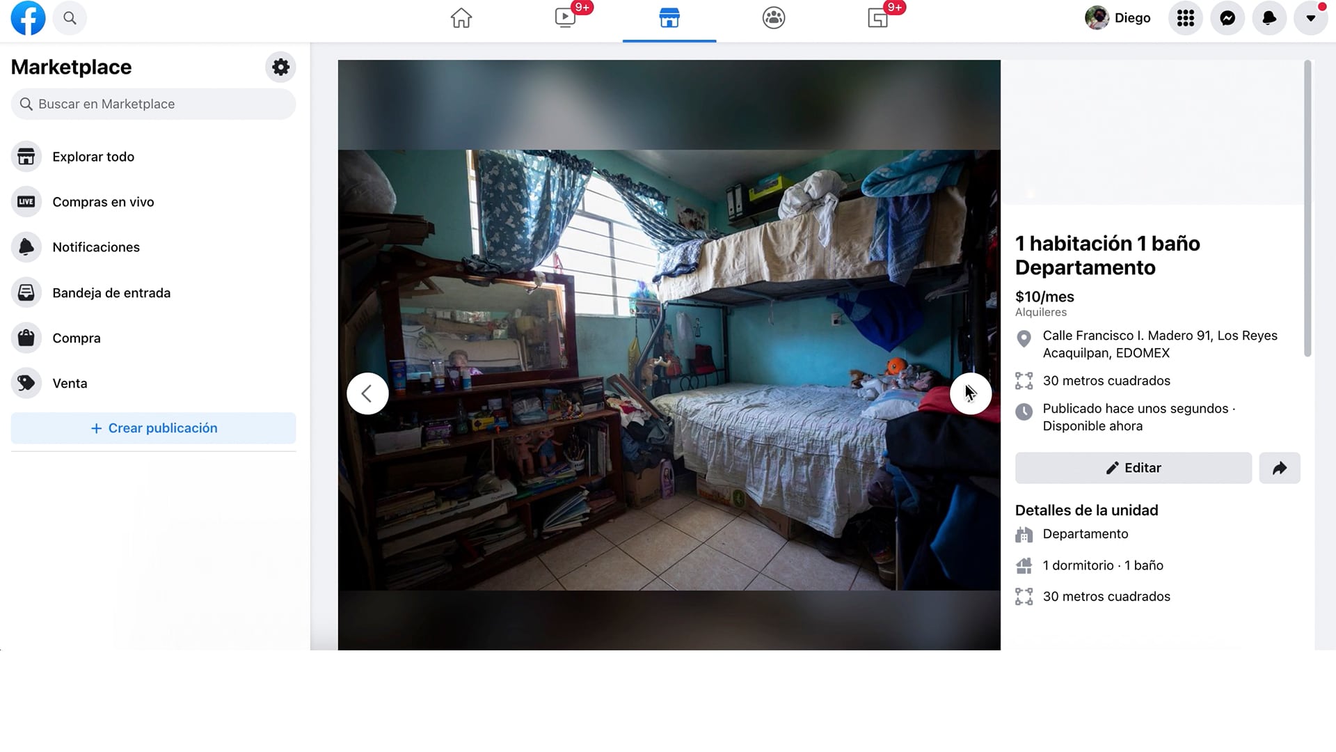 Reservación de Cuartos Vacíos en Marketplace
