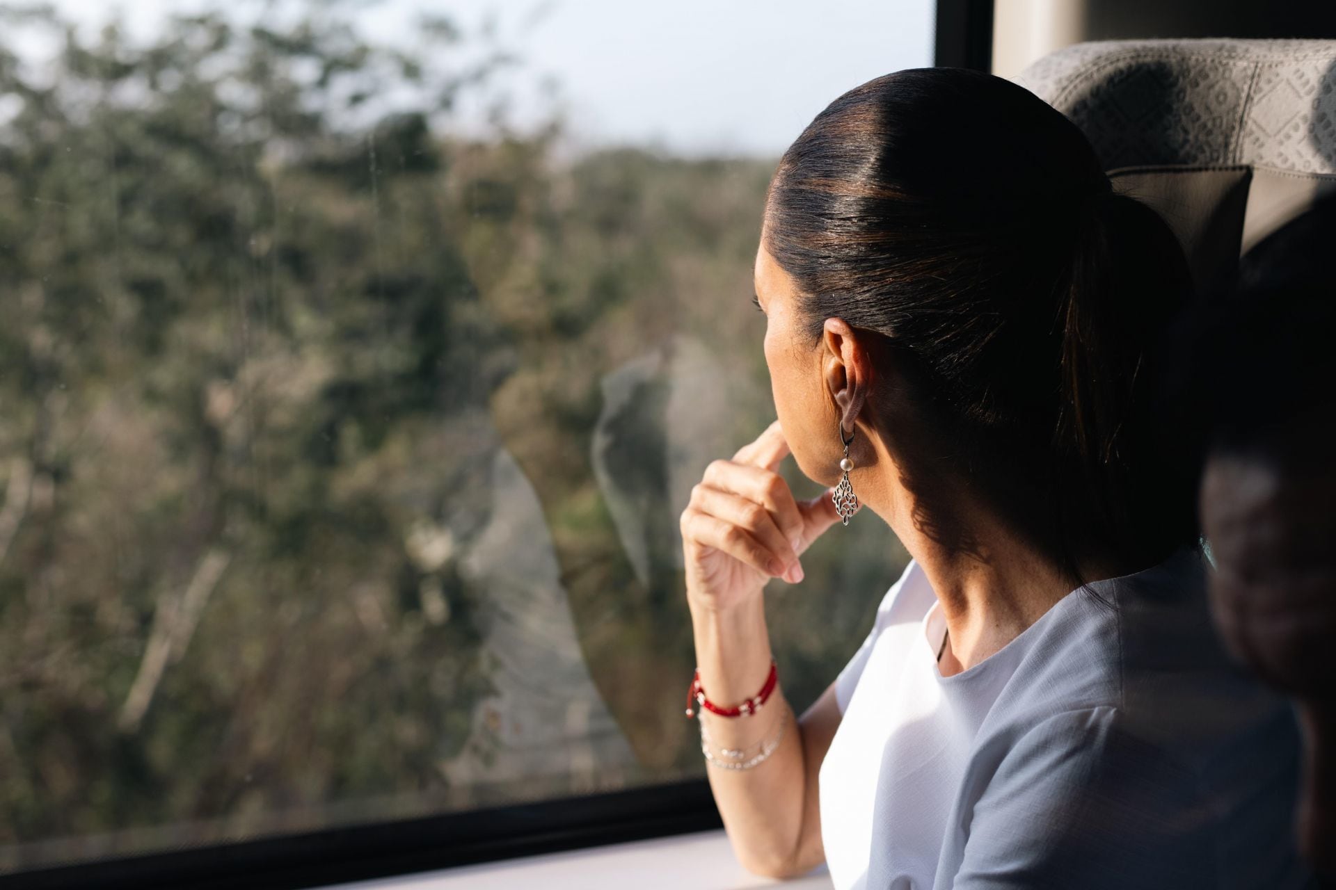 Claudia Sheinbaum viajando en el Tren Maya
