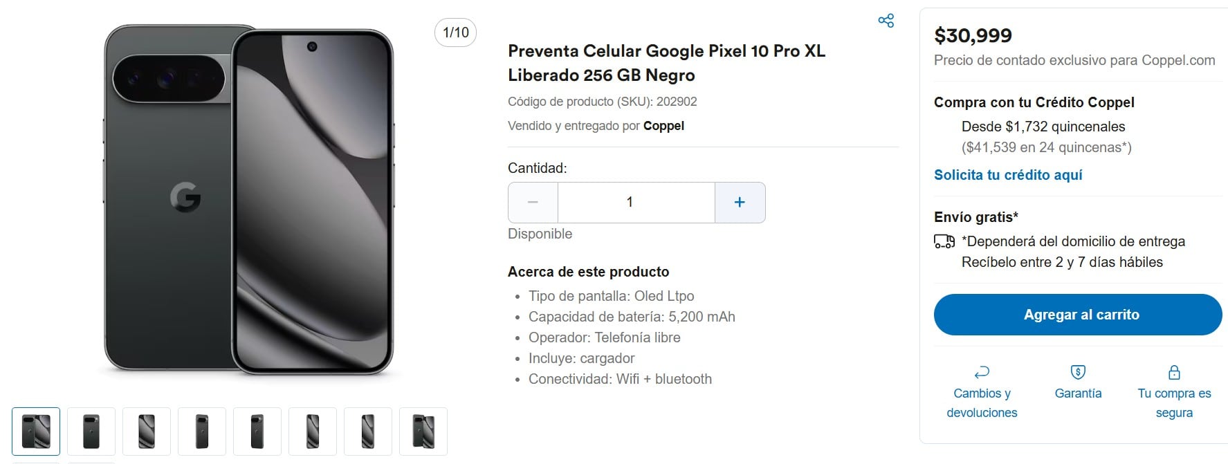Google Pixel 10 Pro XL en Coppel