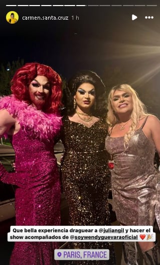 Wendy Guevara y Julián Gil como drag queen.