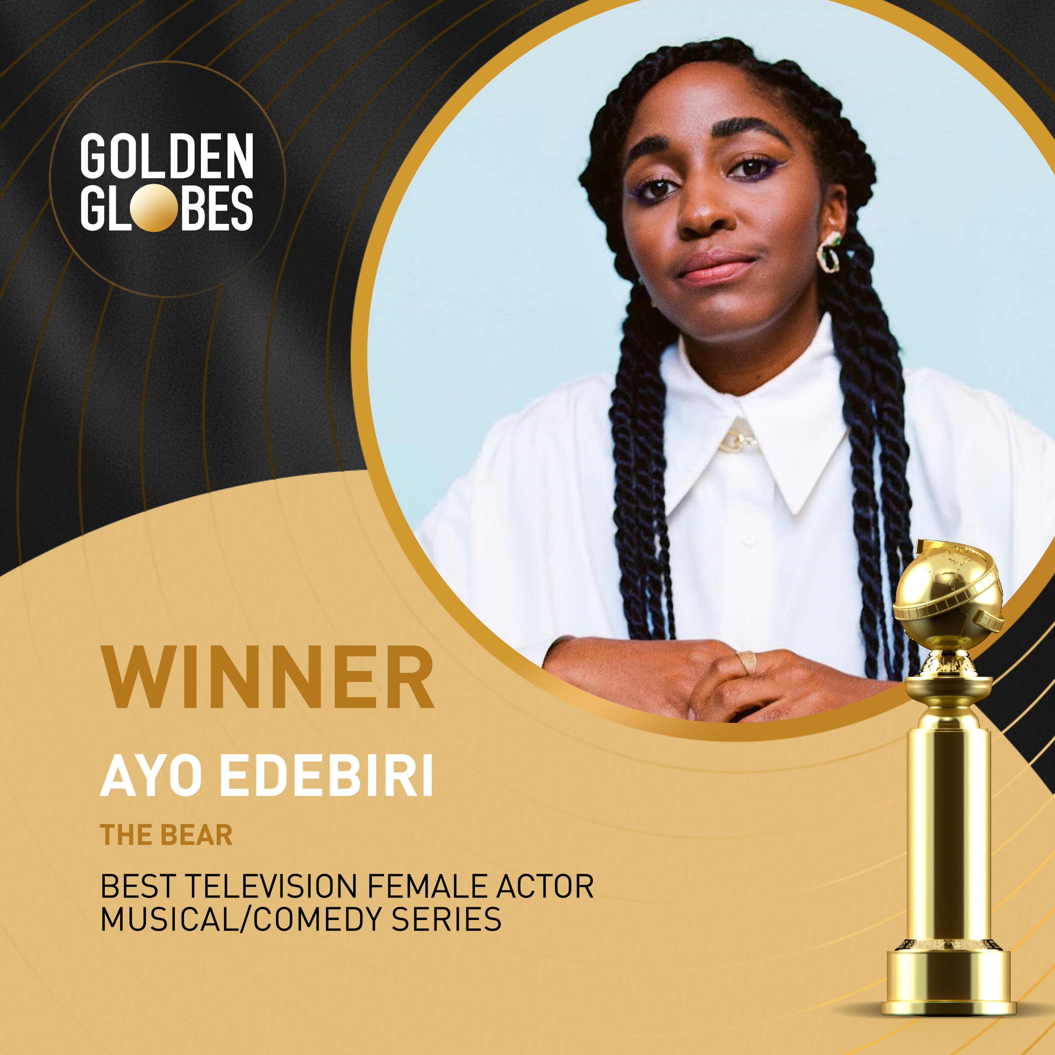 Ayo Edebiri, ganadora Globos de Oro 2024