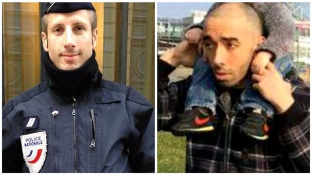 Policía asesinado, Xavier Jugele (izquierda) y Karim Cheurfi, atacante (derecha)