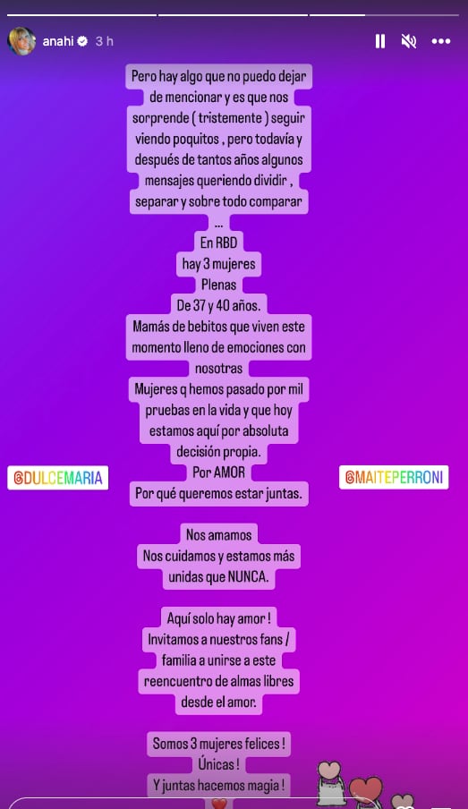 Anahí pone alto a las comparaciones entre las integrantes de RBD