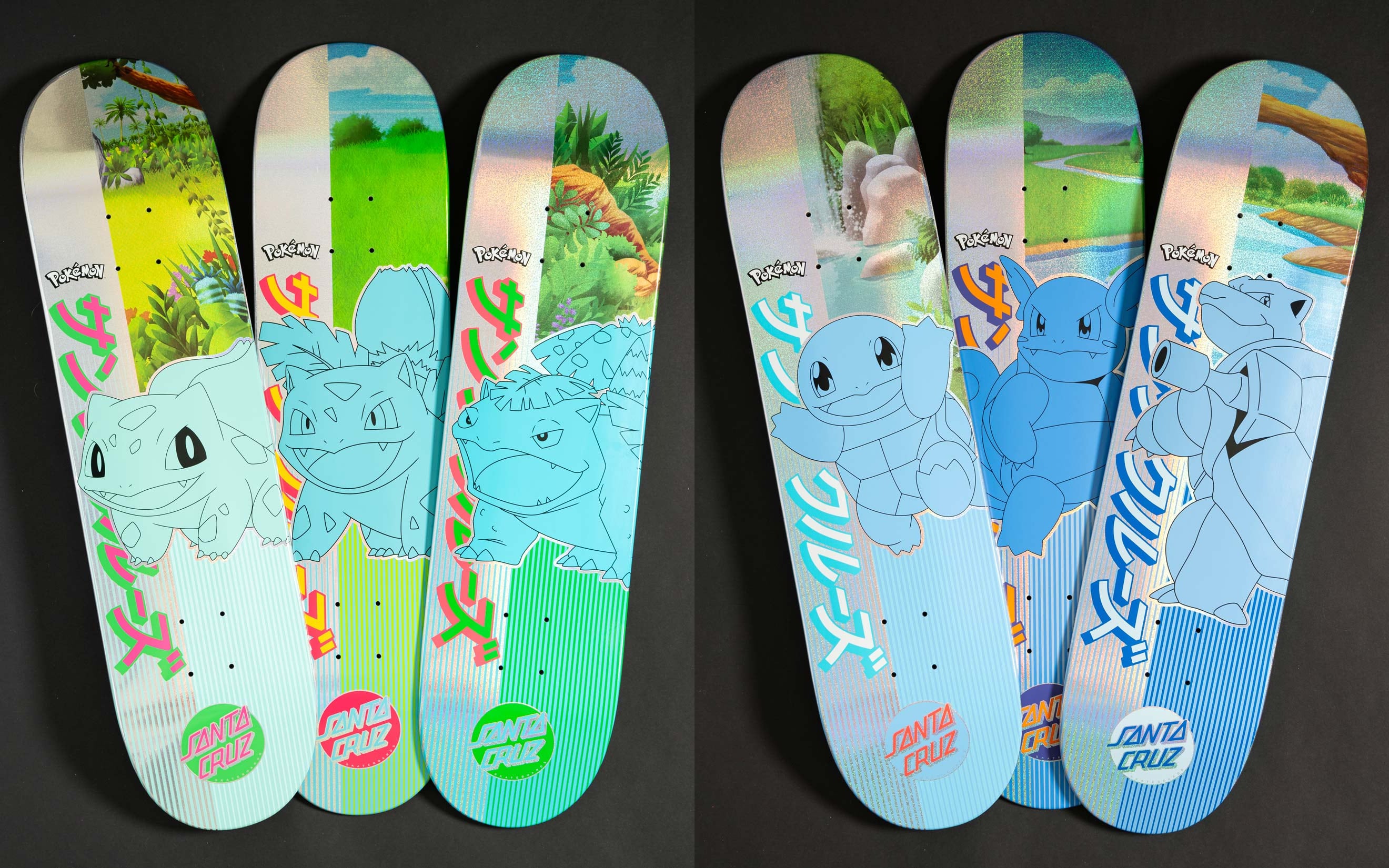 Diseños de las tablas de Santa Cruz x Pokemón