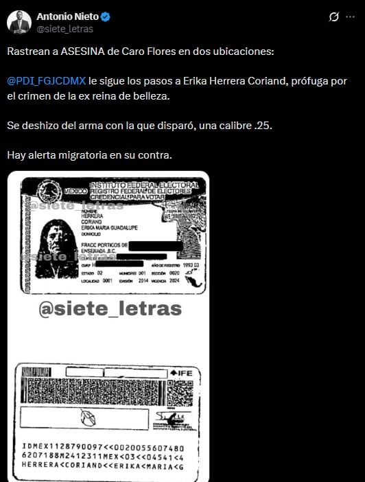 Activan alerta migratoria contra presunta autora del feminicidio de Carolina Flores