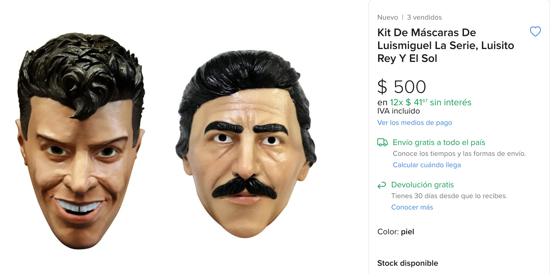 Máscara de látex de Luis Miguel