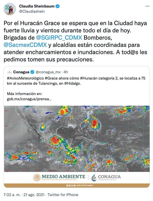 Tuit de Claudia Sheinbaum