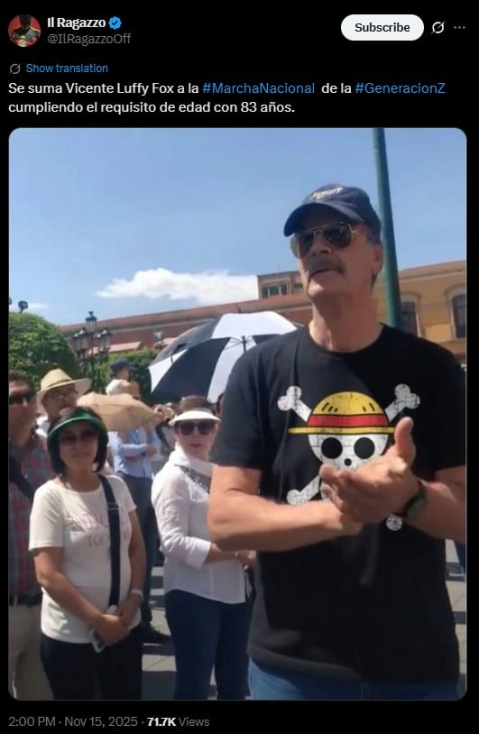 Participación de Vicente Fox en la marcha de la Generación Z genera polémica