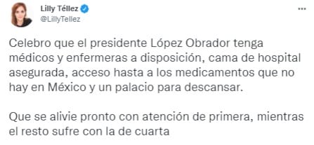 Lilly Téllez desea recuperación de AMLO