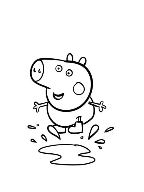 Dibujo de Peppa Pig en la lluvia de George en un charco
