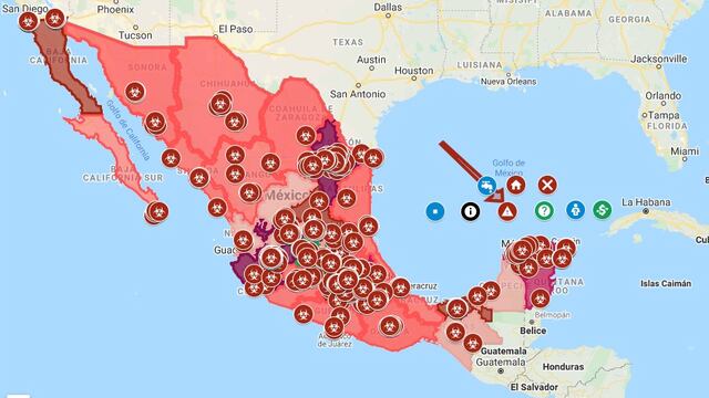 El mapa de casos en Google Maps.