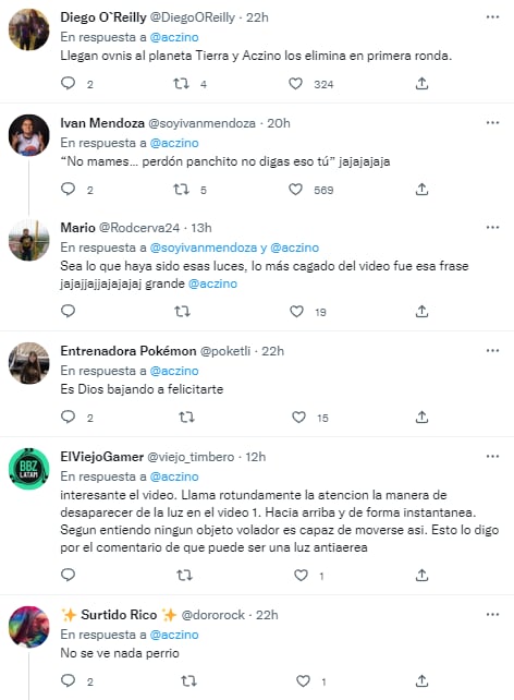 Reacciones a las luces en el cielo que grabó Aczino