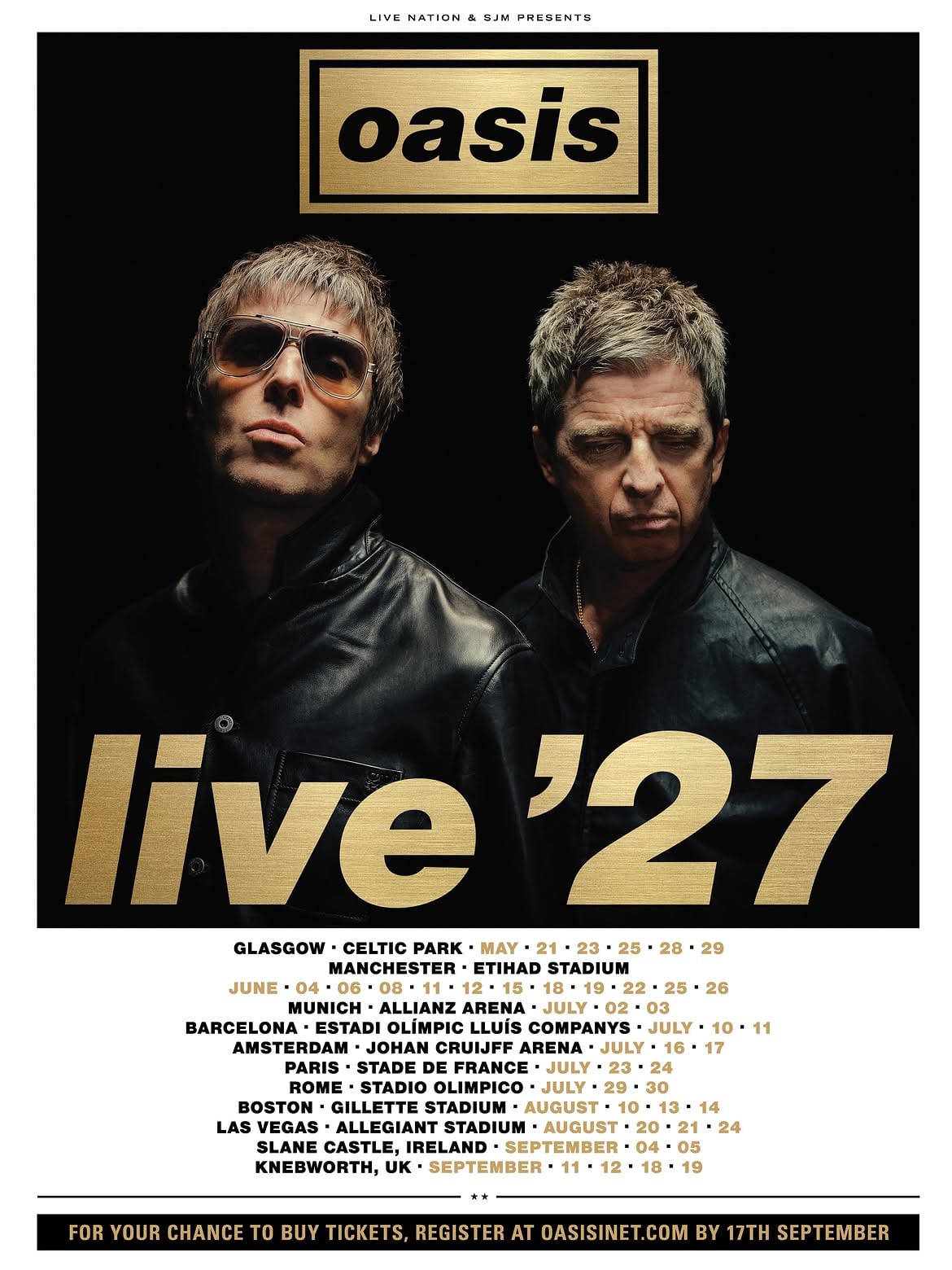 Oasis anuncia nueva gira para 2027: fechas, ciudades y todo lo que se sabe