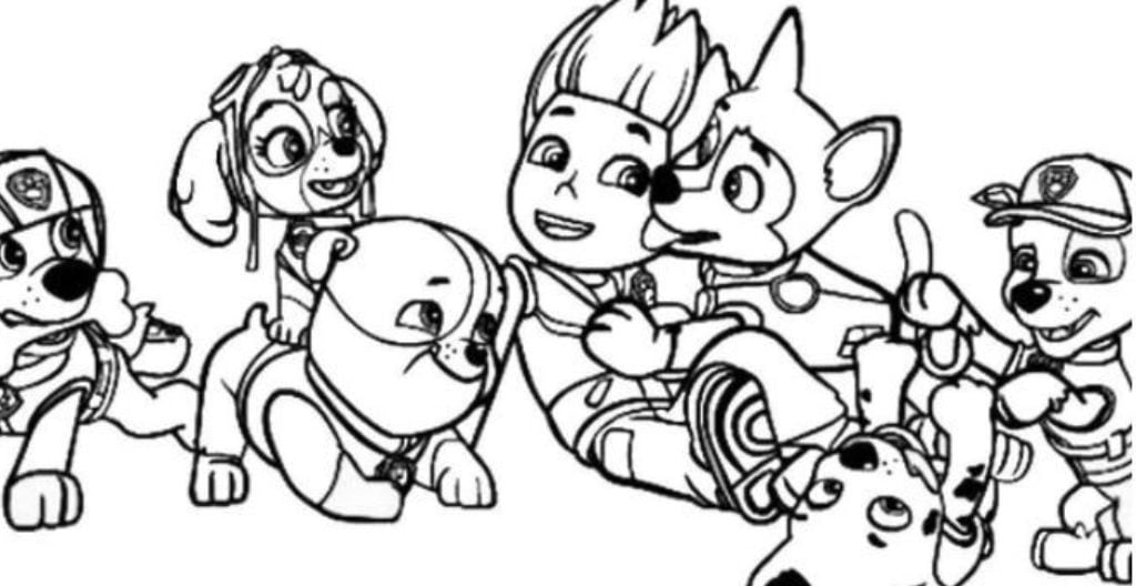 Ryder con los cachorros de Paw Patrol por el Día del Perro para colorear