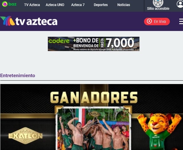 Página de TV Azteca.