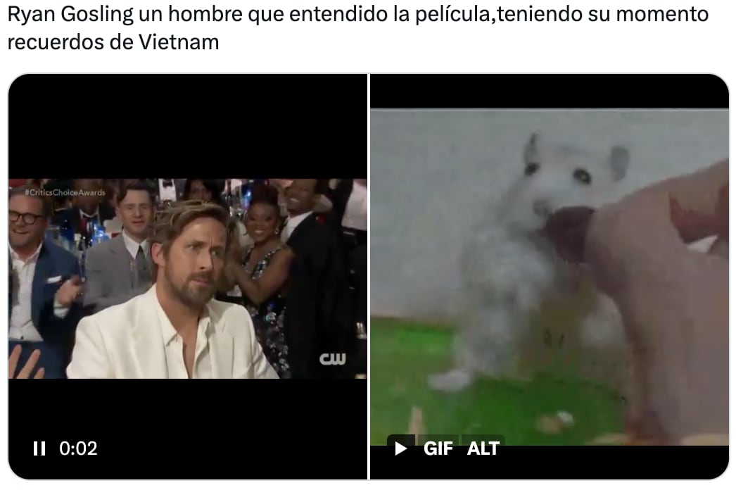 Los mejores memes de Ryan Gosling en los Critics Choice Awards