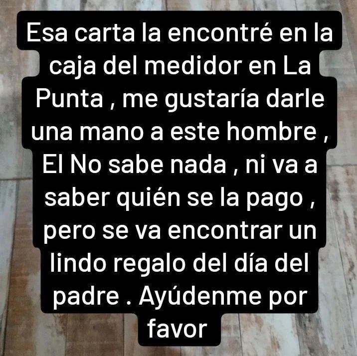 Mensaje para ayudar al Padre que dejó carta en medidor de energía