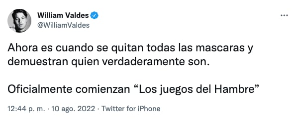 Tuit de William Valdés, conductor