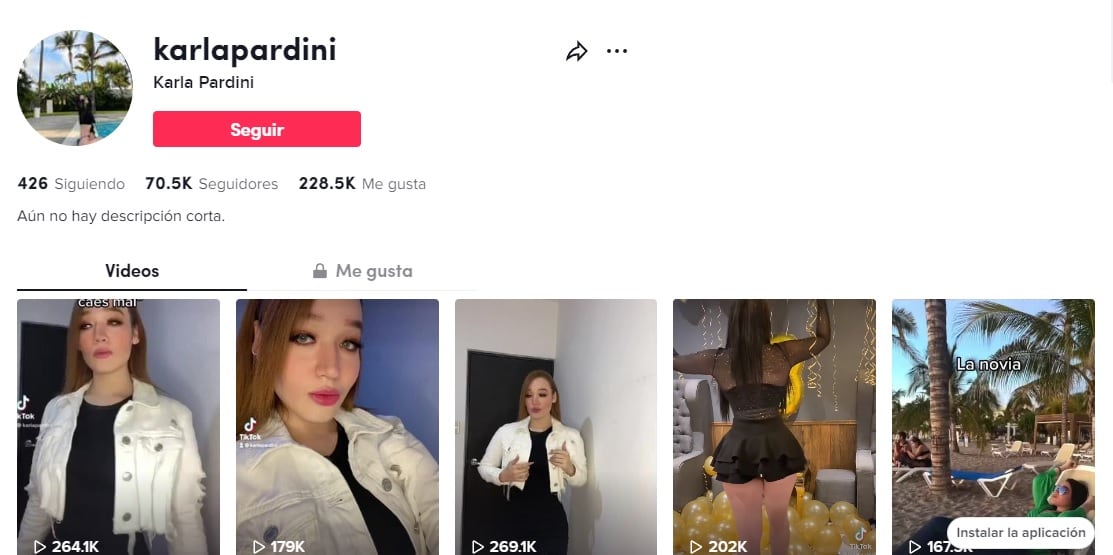 Cuenta de TikTok de Karla Pardini