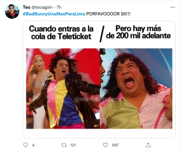 Publicación de Twitter #BadBunnyUnaMasParaLima