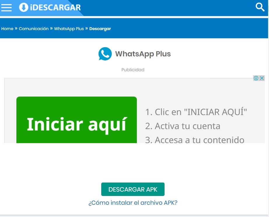 Página de WhatsApp Plus