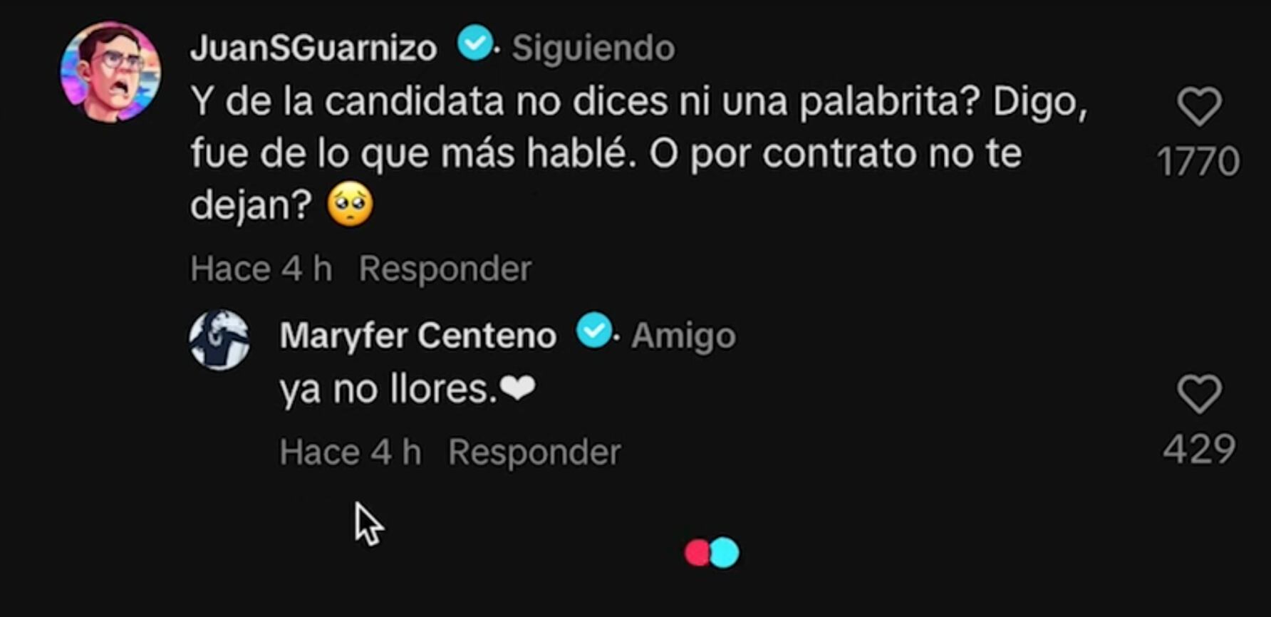 Respuesta de Maryfer Centeno a JuanSGuarnizo