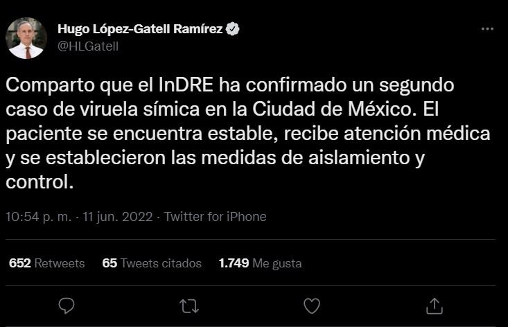 Confirman segundo caso de viruela de mono en la Ciudad de México