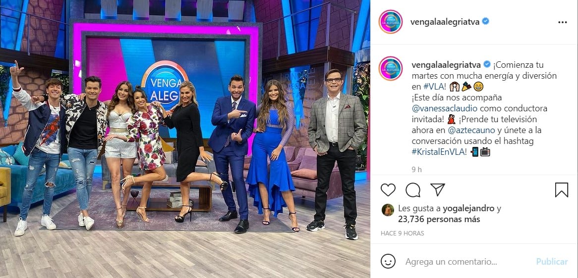 Vanessa Claudio regresa a 'Venga la Alegría'