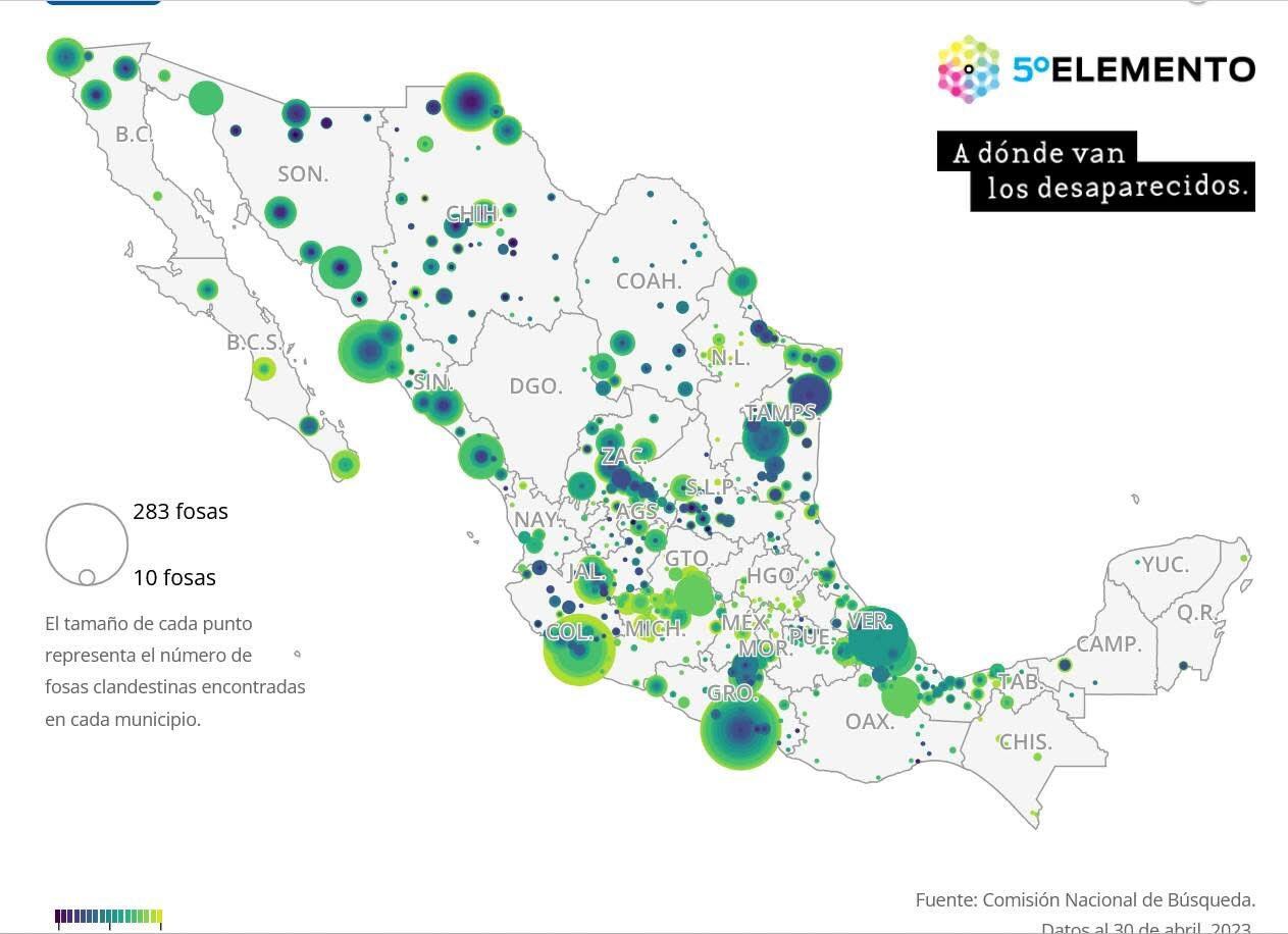 Mapa de fosas clandestinas en México
