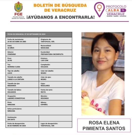 Rosa Elena Pimienta Santos, novia de Jaime Toral que desapareció.