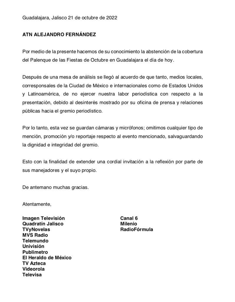Comunicado de la prensa de Guadalajara