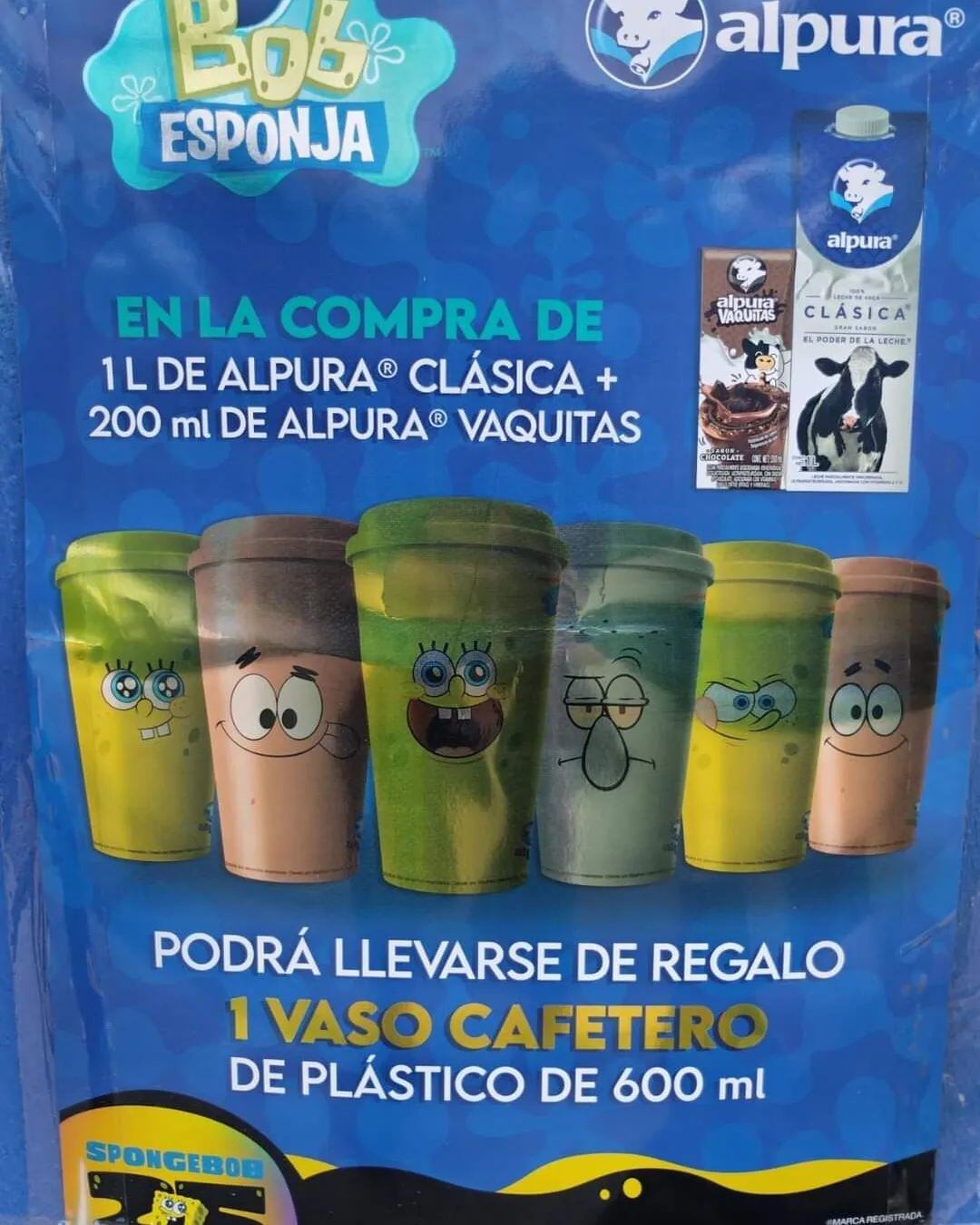 Vasos coleccionables de Bob Esponja en promo de Alpura