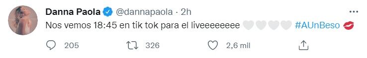 Danna Paola anuncia live por el lanzamiento de su canción