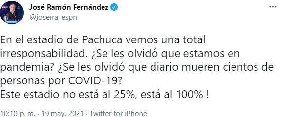Tuit de José Ramon Fernández